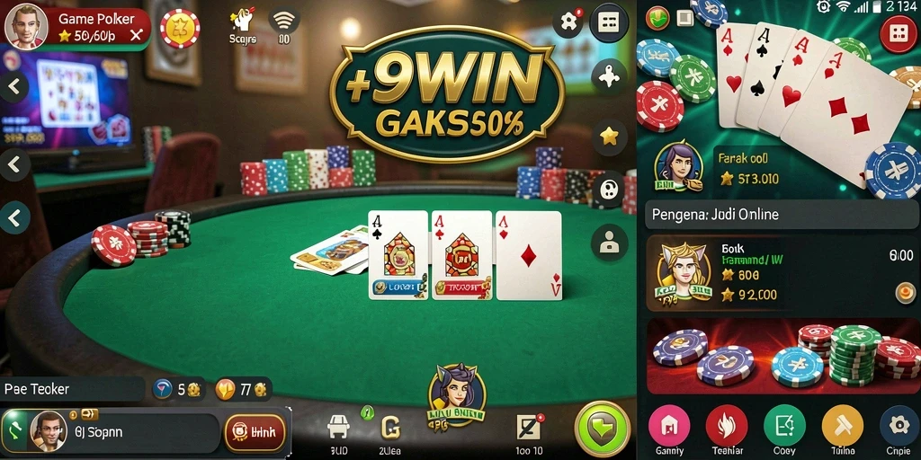 Tampilan menarik dari gameplay Poker di 9WIN yang seru dan interaktif.
