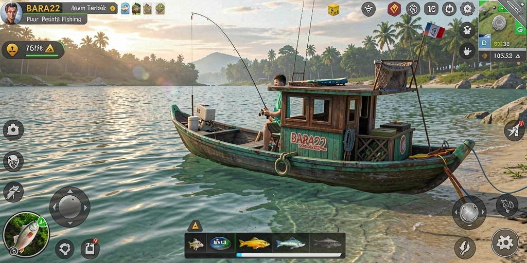 Tangkapan ikan yang beragam di BARA22 dengan grafis memukau.