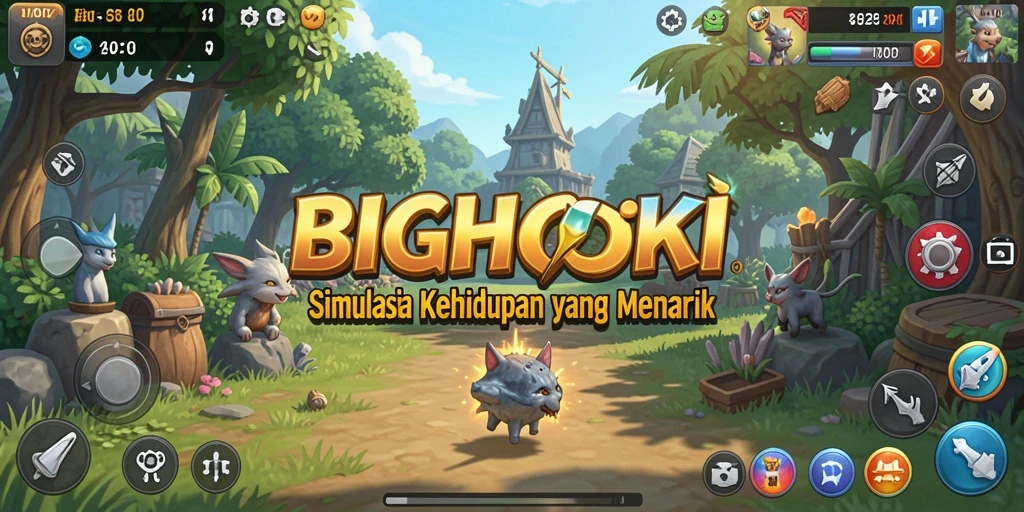 Tampilan gameplay BIGHOKI dengan grafis realistis dan interaksi sosial.