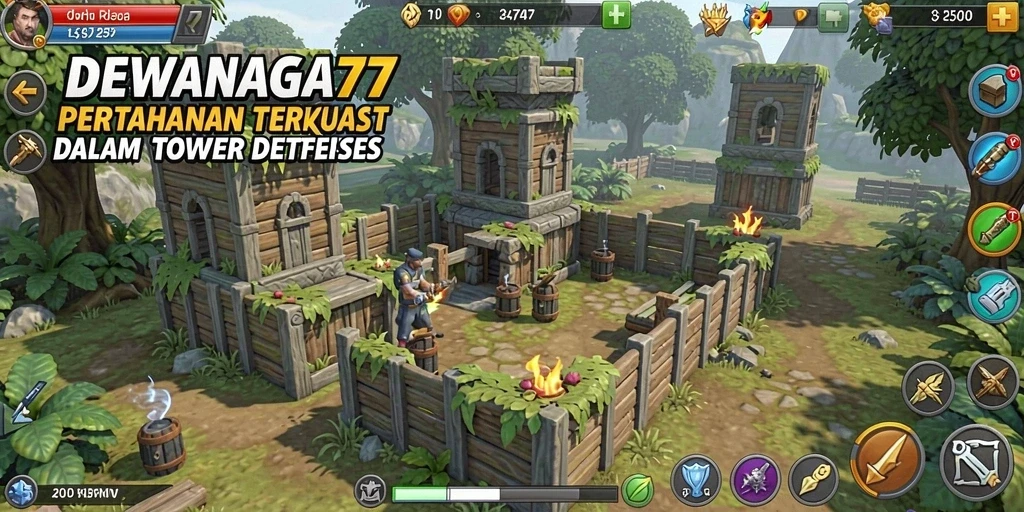 Tampilan gameplay menarik dalam DEWANAGA77 dengan aksi Tower Defense yang intens.