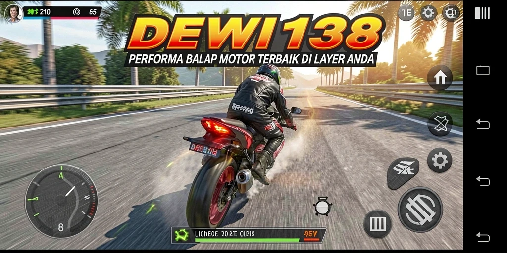 Tampilan gameplay seru di balapan motor DEWI138.