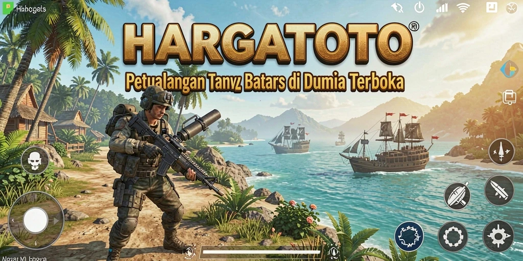 Tampilan menakjubkan gameplay HARGATOTO dalam dunia terbuka yang luas.