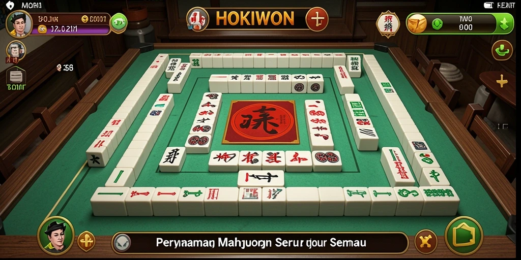 Screenshot utama HOKIWON menampilkan gameplay Mahjong yang seru.