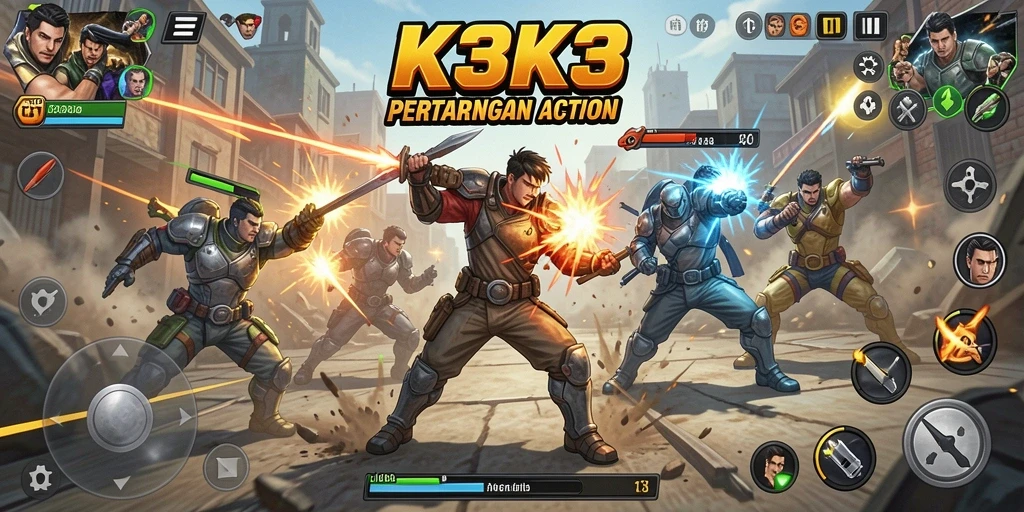 Tangkapan layar K3K3 menampilkan aksi pertempuran yang mendebarkan.