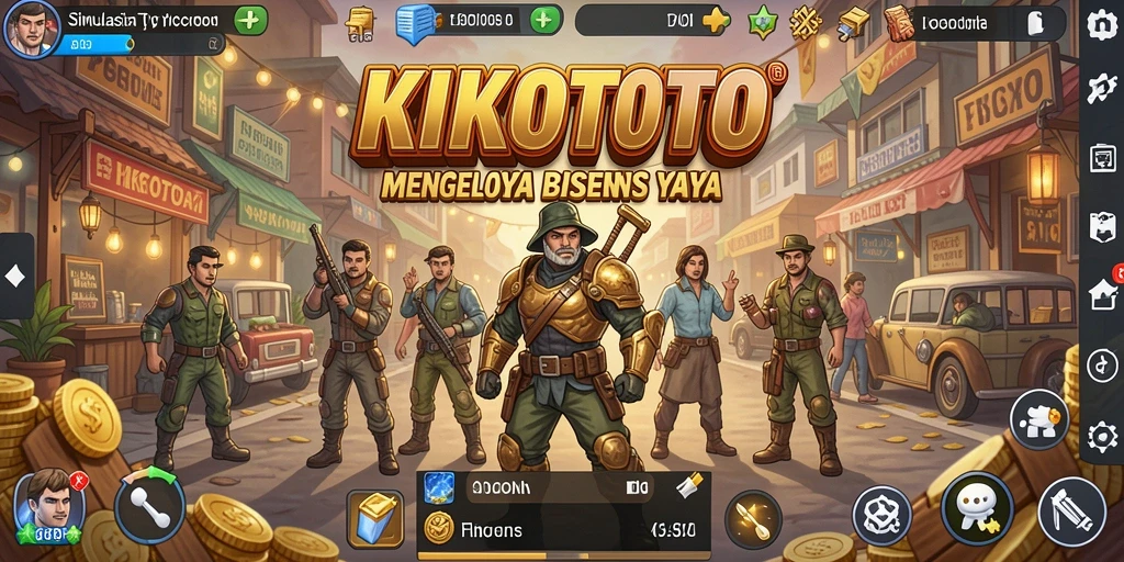 Tangkapan layar utama KIKOTOTO menampilkan simulasi bisnis yang mendebarkan.