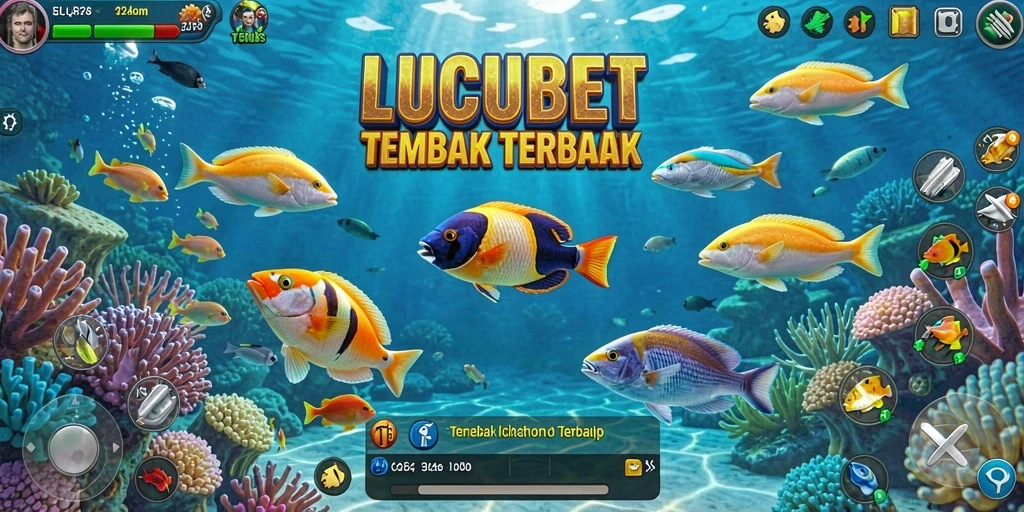Tampilan gameplay LUCUBET yang seru saat menembak ikan.