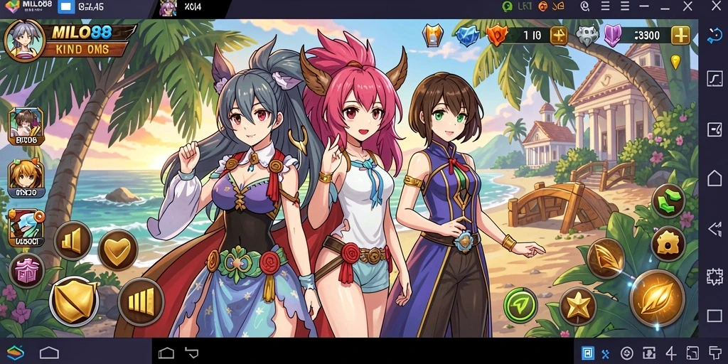Screenshot gameplay <strong>MILO88</strong> menunjukkan aksi seru dan karakter anime yang memukau.