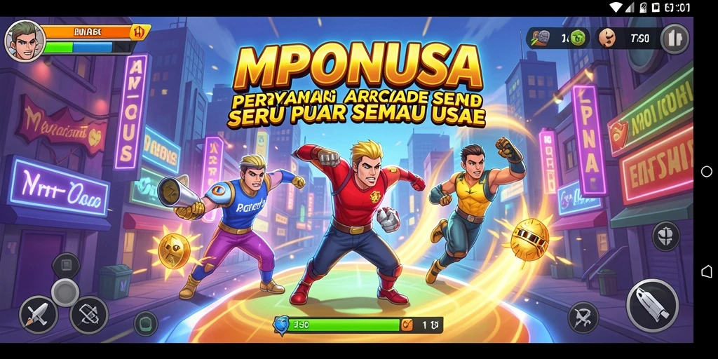 Tangkapan layar utama MPONUSA menampilkan gameplay yang seru dan menantang.