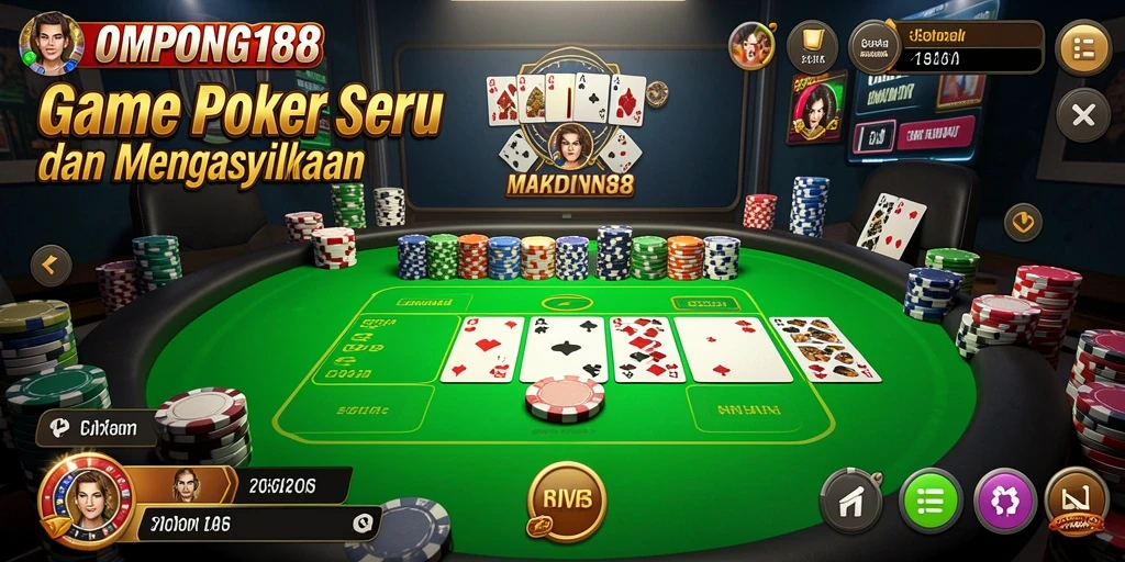 Screenshot gameplay OMPONG188 yang menunjukkan keseruan bermain poker.