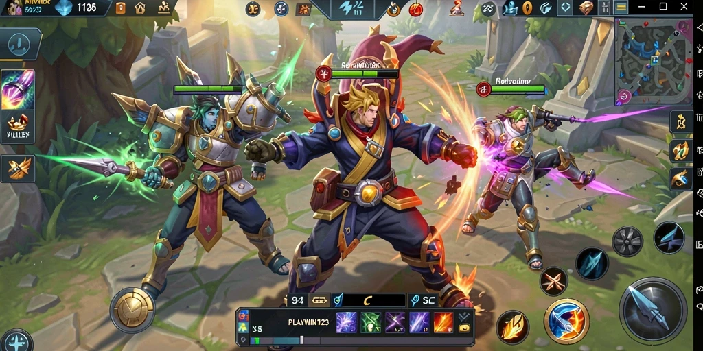 Tampilan gameplay seru dalam pertarungan MOBA.