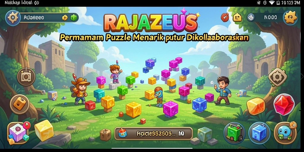 Tampilan gameplay puzzle RAJAZEUS yang menarik dan menantang.