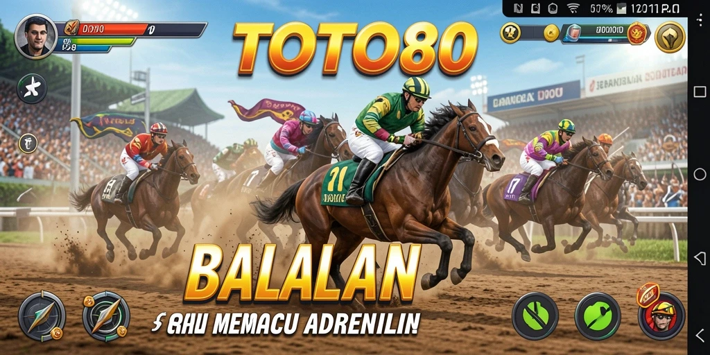 Screenshot gameplay TOTO80 menunjukkan aksi balapan yang mendebarkan.