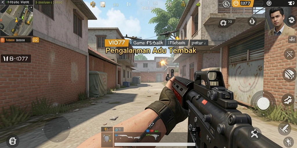 Screenshot gameplay VIO77 yang menampilkan aksi tembak-menembak intens.